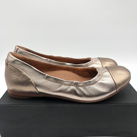Clarks Artisan Rena Flats Women's Size 6.5 W Gold Metallic Cap toe - Picture 6 of 10